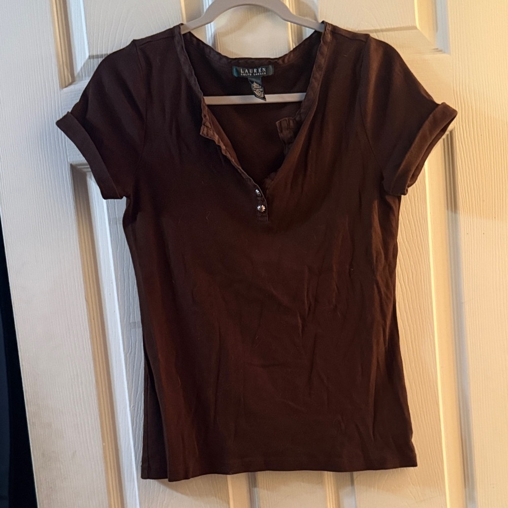 Lauren Ralph Lauren Chocolate Brown Short Sleeve Tee